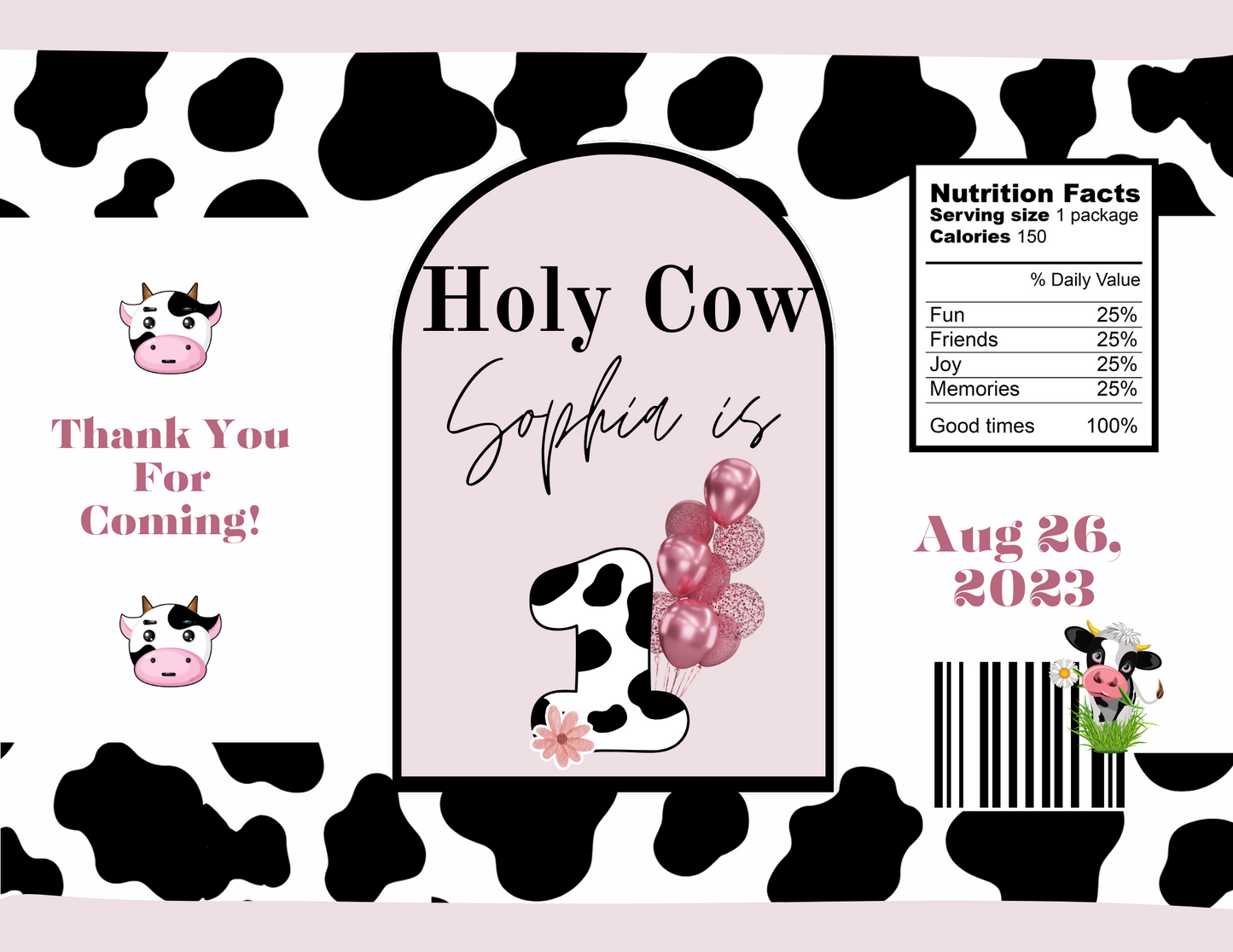 Cow Print -Filled Personalized Party Favors- 1 Dozen/ 1 Docena de Snacks Personalizados Rellenos (Copy)